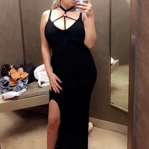 black choker tie prom dress